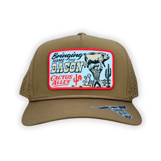 "Bacon" - CA Caramel Laser Holes/ Caramel Rope, Snapback Cap