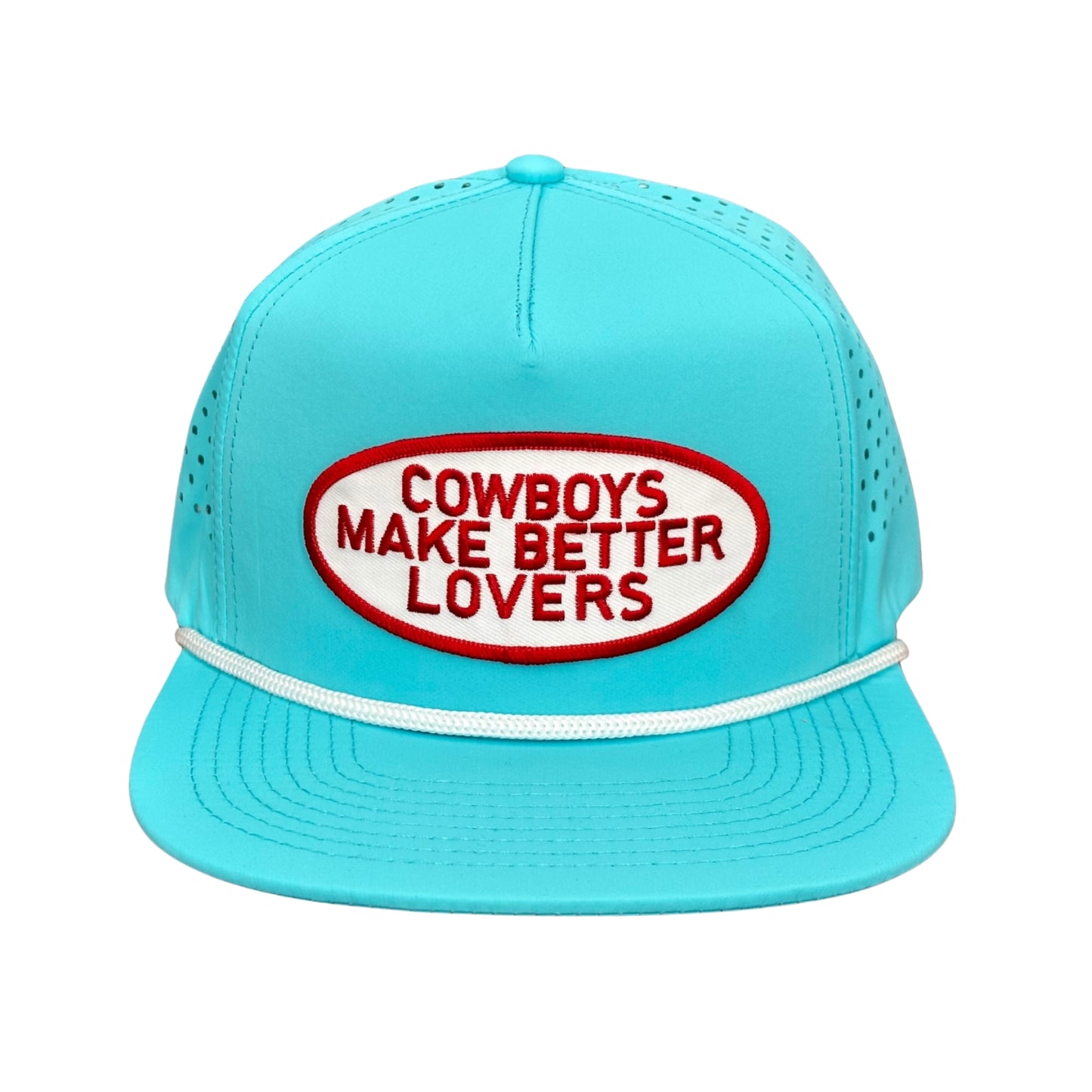 "Better Lovers" - CA Turquoise Laser Holes/ White Rope, Snapback Cap (WESA JAN 2024)
