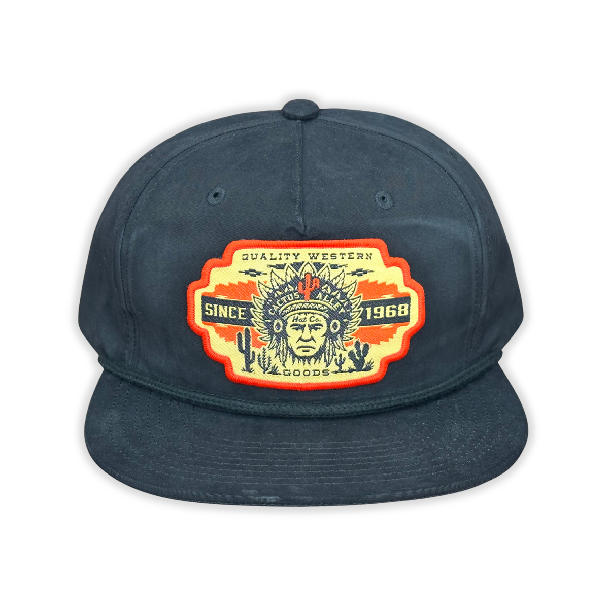 "Big Chief-BLK" - CA 256 Black/ Black Rope, Snapback Cap