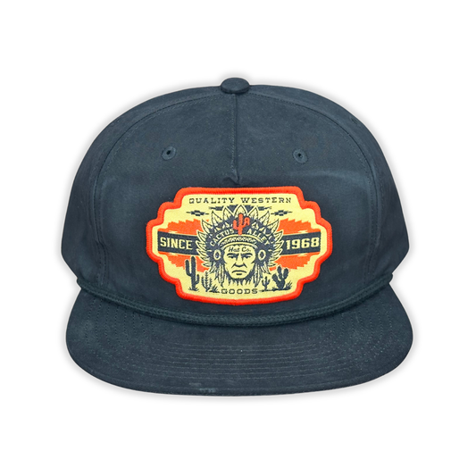 "Big Chief-BLK" - CA 256 Black/ Black Rope, Snapback Cap