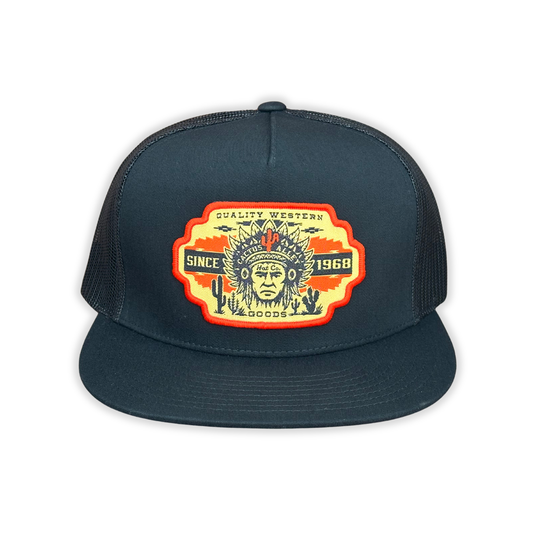"Big Chief-BLK" - 6006 Black/ Black Mesh, Snapback Cap