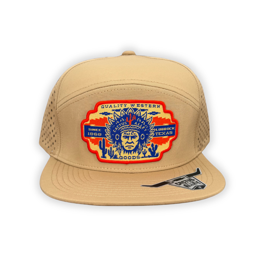 "Big Chief" - CA 7 Panel Khaki/Laser Holes, Snapback Cap