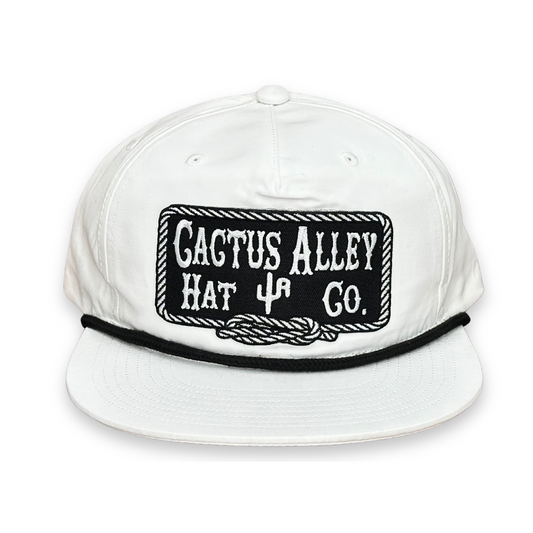 "Square Knot-BLK"- CA 256 White/ Black Rope, Snapback Cap (2025)