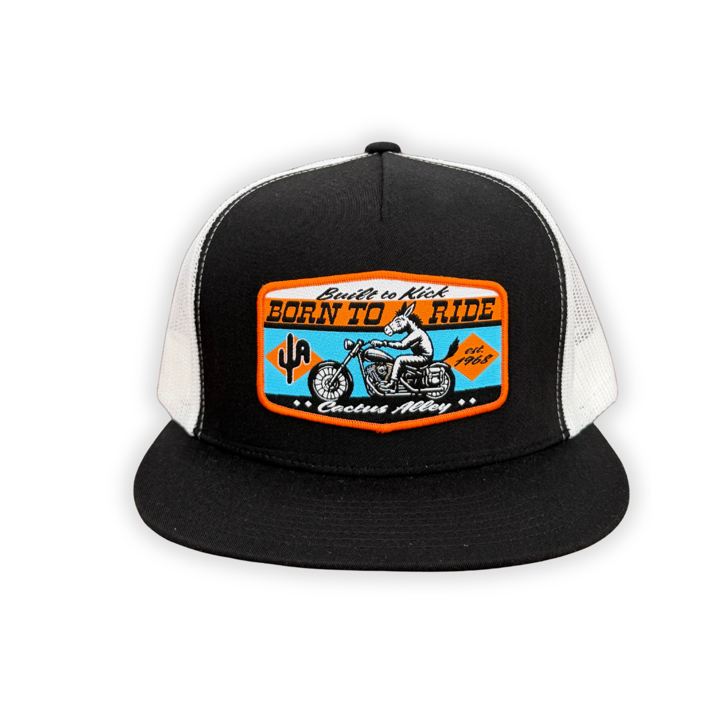 "Born to Ride" - 6006 Black/ White Mesh, Snapback Cap
