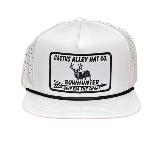 "Bowhunter" - CA White Laser Holes/ Black Rope, Snapback Cap (WESA JAN 2024)