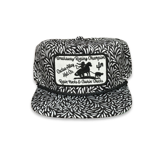 "Breakaway Roping"- CA Black/White Leaf, Snapback Cap (2025)
