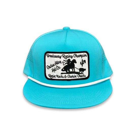 "Breakaway Roping" - CA Turquoise Laser Holes/ White Rope, Snapback Cap (2025)
