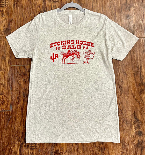 "Bucking Horse" - White Fleck Adult Tee (2024)