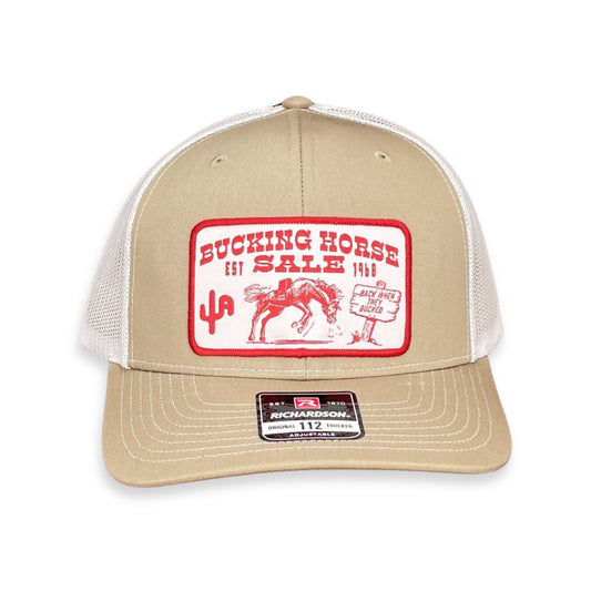 "Bucking Horse" - Richardson 112 Khaki/White Mesh, Snapback Cap (WESA JAN 2024)
