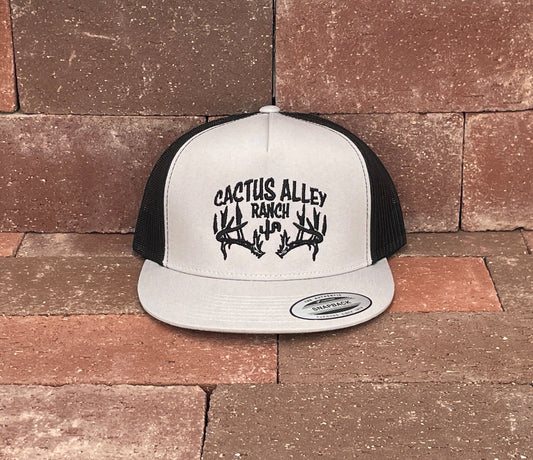 "Cactus Alley Ranch in Black"- Silver Front with Black Mesh Snapback Cap