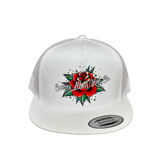 "Cactus Rose" - 6006 White/ White Mesh, Snapback Cap (2024)