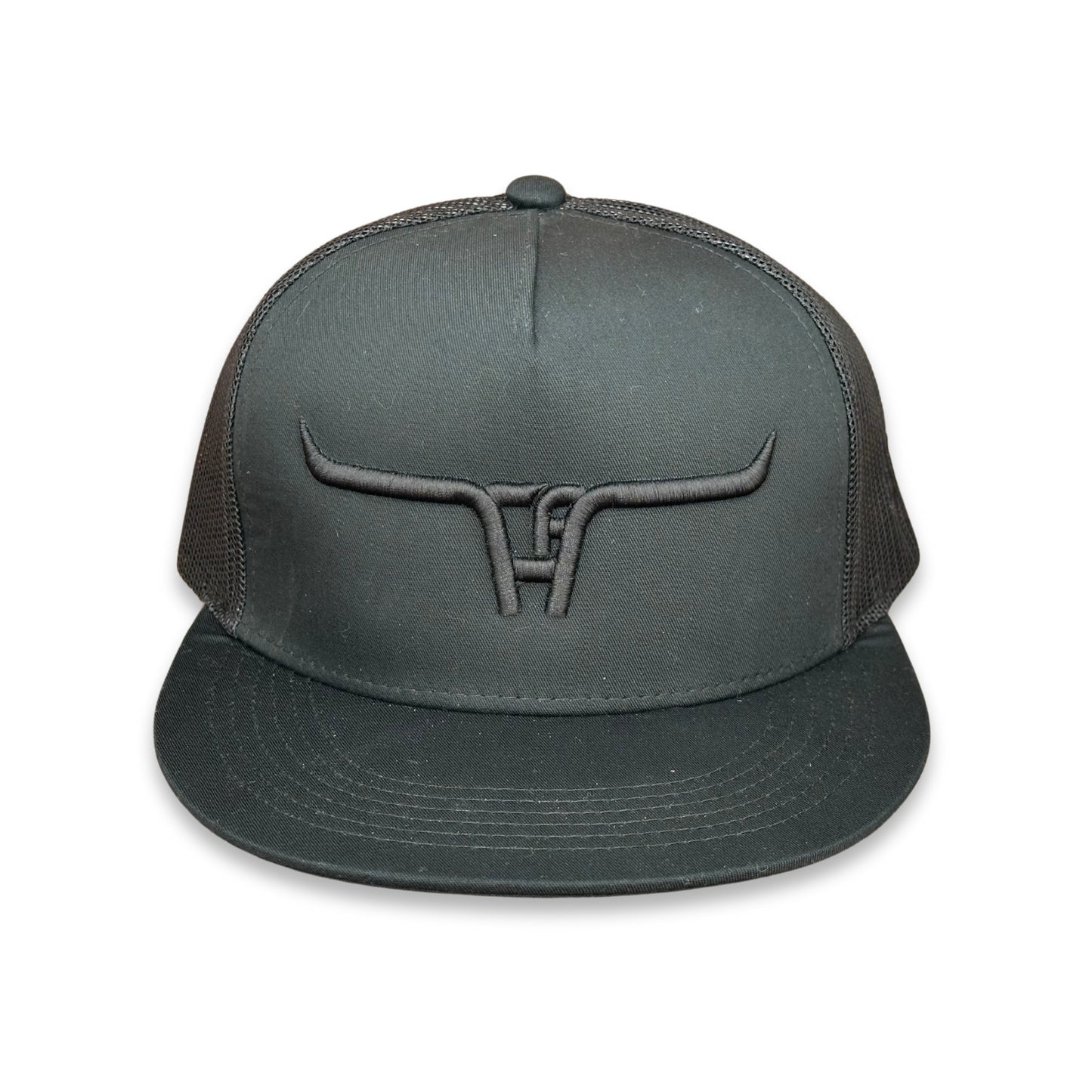 "CA Longhorn" Black Puff - 6006 Black/ Black Mesh, Snapback Cap (2025)