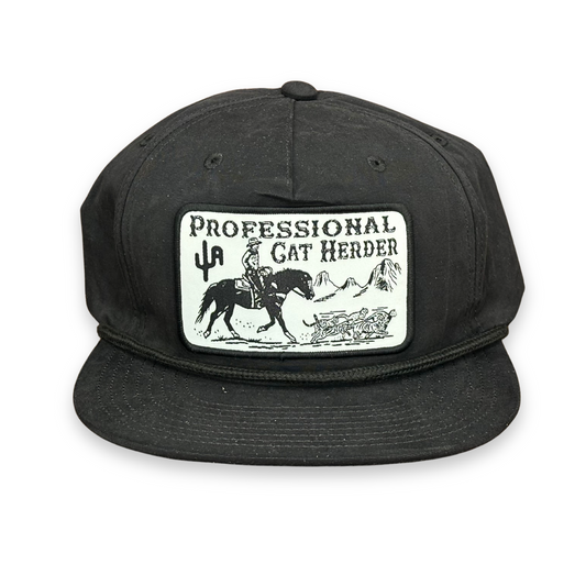 "Cat Herder"- CA 256 Black/ Black Rope, Snapback Cap (2025)
