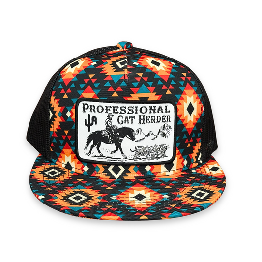 "Cat Herder" - CA Sunburst Aztec/Black Mesh, Snapback Cap (2025)