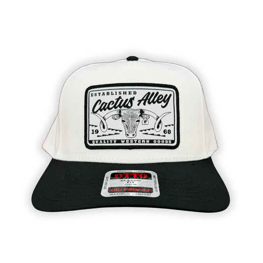 "Cattle Drive" - OTTO Mid Profile Black Bill/ White, Snapback Cap