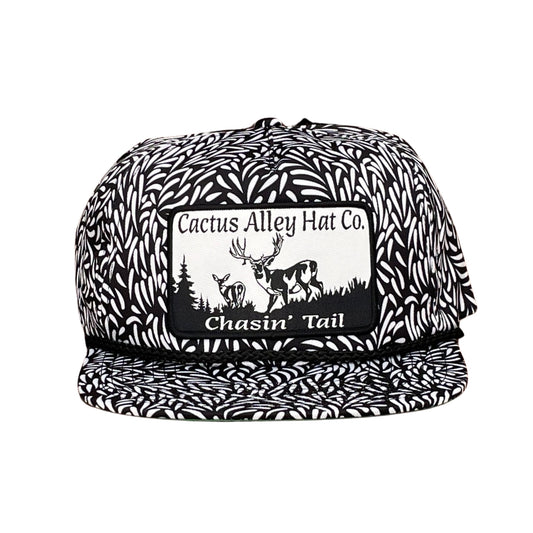 "Chasin' Tail"- CA Black/White Leaf, Snapback Cap (WESA JAN 2024)