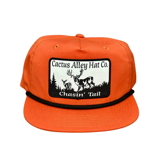 "Chasin' Tail" - CA256 Dark Orange/ Black Rope, Snapback Cap (2024)
