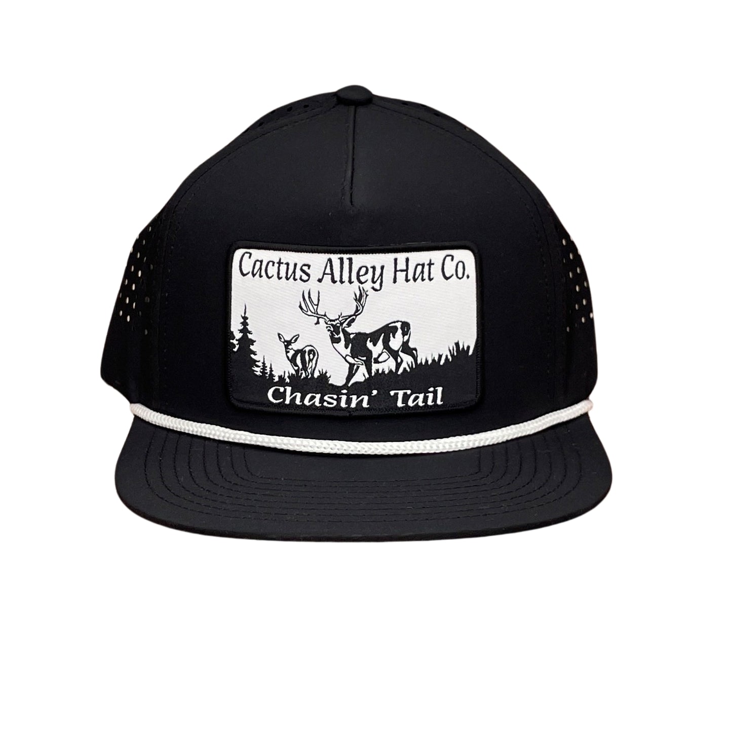 "Chasin' Tail" - CA Black Laser Holes/ White Rope, Snapback Cap (WESA JAN 2024)