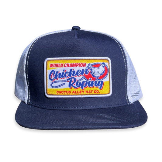 "Chicken Roping"- CA6006 Navy/White Mesh Trucker Snapback (WESA JAN 2024)