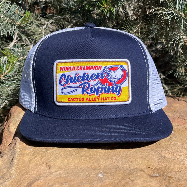 "Chicken Roping"- CA6006 Navy/White Mesh Trucker Snapback (WESA JAN 2024)