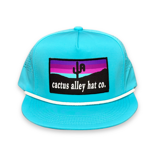 "Chromatic" - CA Turquoise Laser Holes/ White Rope, Snapback Cap (2025)