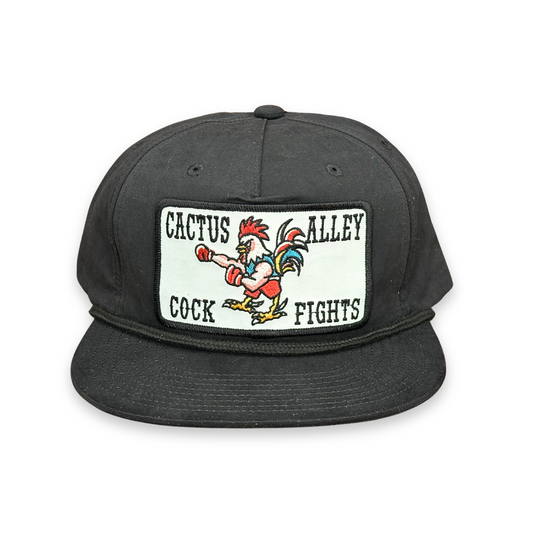 "Cock Fights"- CA 256 Black/ Black Rope, Snapback Cap (2025)
