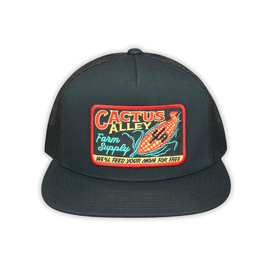 "Corn Fed" - 6006 Black/ Black Mesh, Snapback Cap