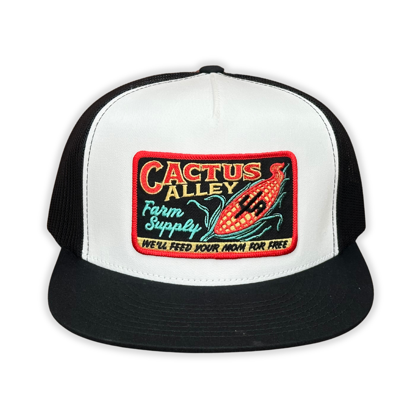 "Corn Fed" - 6006 Black/White/Black Mesh, Snapback Cap