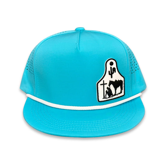 "Cowboy at the Cross" - CA Turquoise Laser Holes/ White Rope, Snapback Cap (2025)