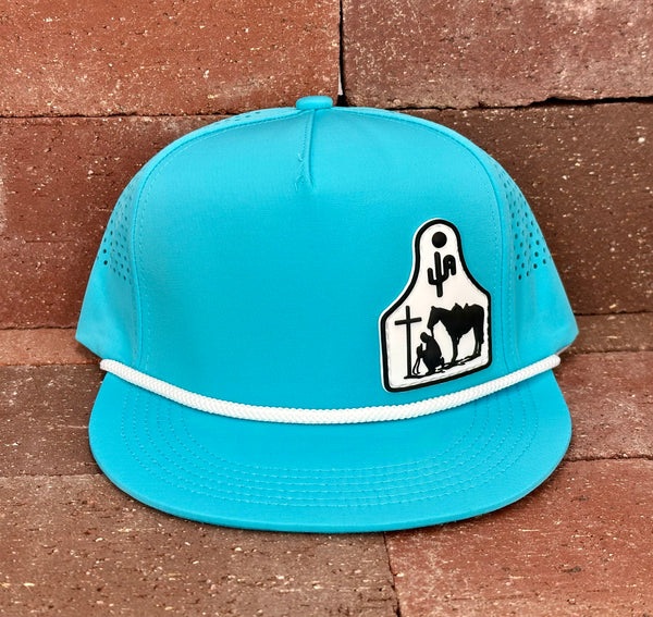 "Cowboy at the Cross" - CA Turquoise Laser Holes/ White Rope, Snapback Cap (2025)