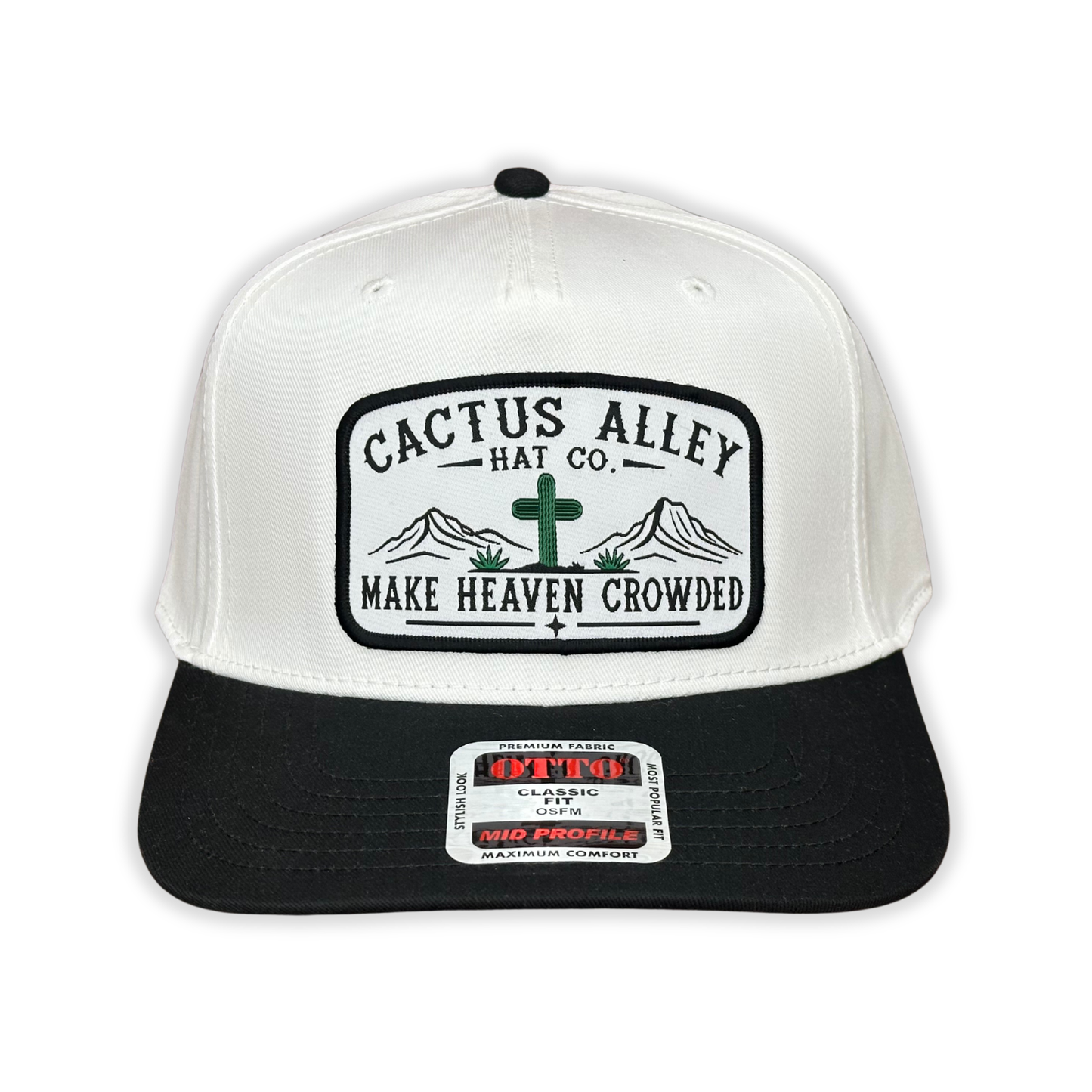 "Crowded" - OTTO Mid Profile Black Bill/ White, Snapback Cap