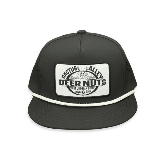 "Deer Nuts" - CA Black Laser Holes/ White Rope, Snapback Cap (2025)