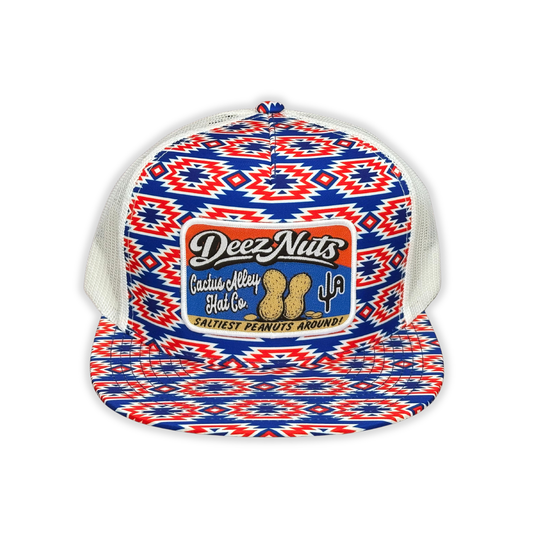 "Deez Nuts" - CA 'Merica Aztec/White Mesh, Snapback Cap