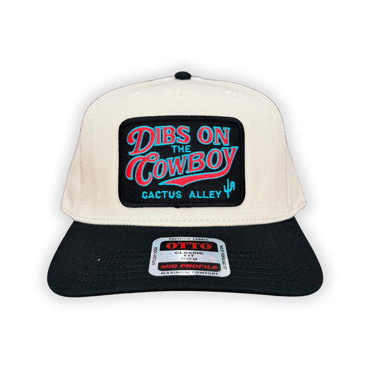 "Dibs" - OTTO Mid Profile Black Bill/ Tan, Snapback Cap