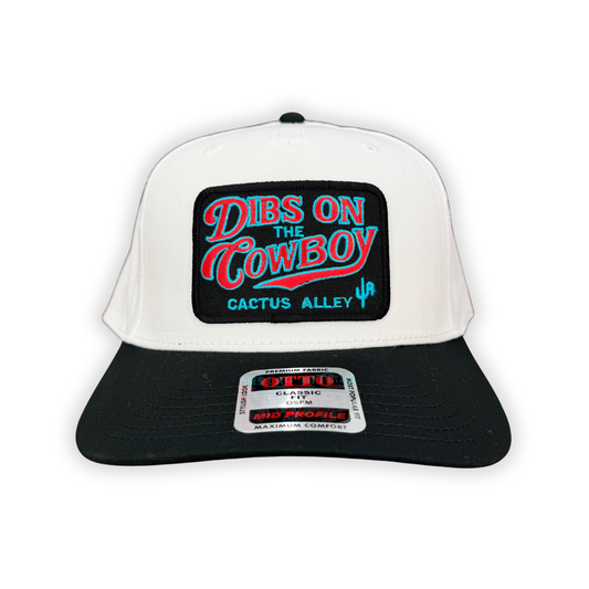 "Dibs" - OTTO Mid Profile Black Bill/ White, Snapback Cap