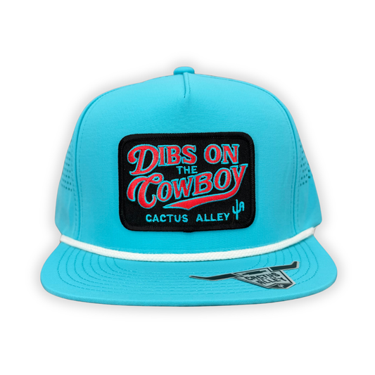 "Dibs" - CA Turquoise Laser Holes/ White Rope, Snapback Cap