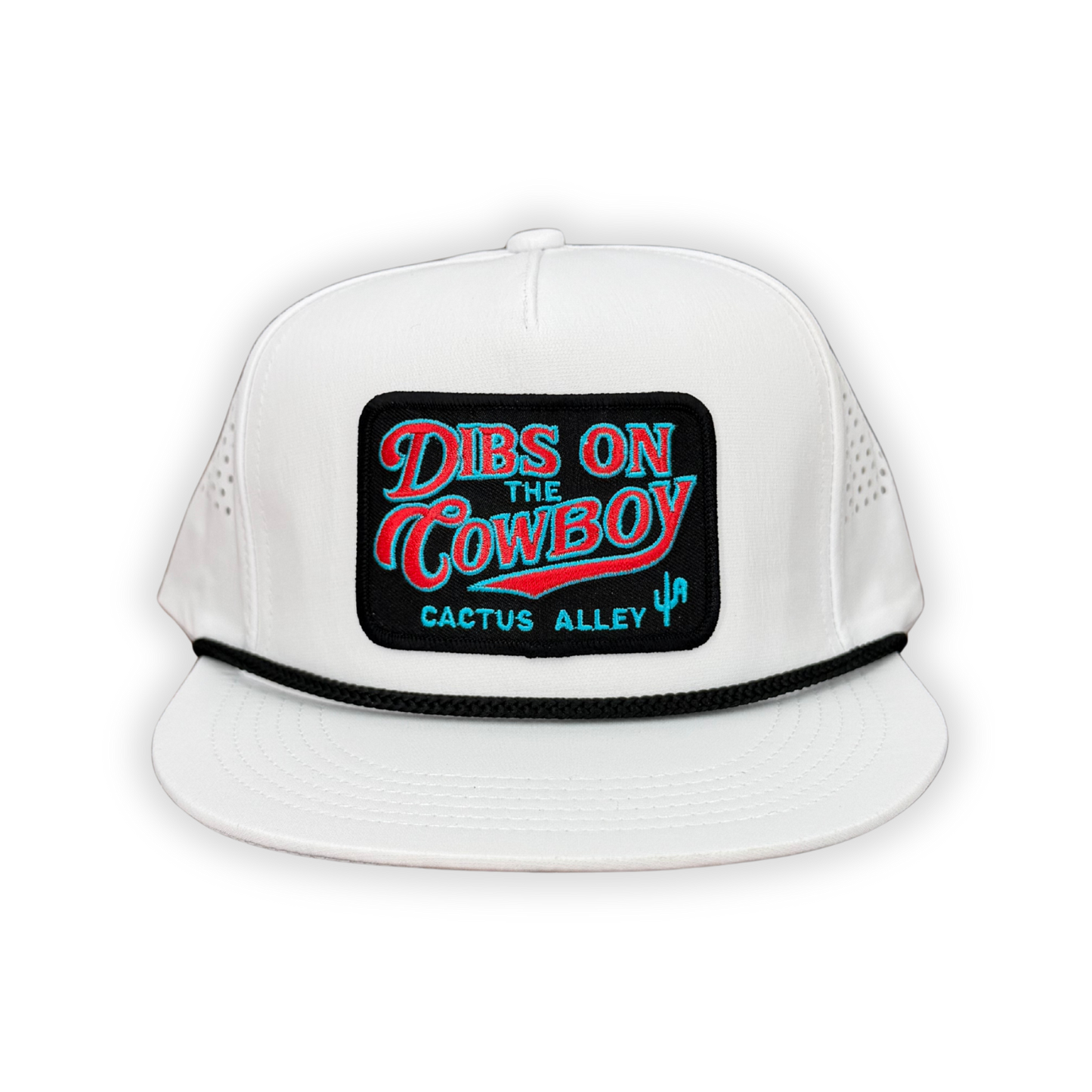 "Dibs" - CA White Laser Holes/ Black Rope, Snapback Cap