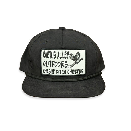 "Ditch Chickens" - CA 256 Black/ Black Rope, Snapback Cap (2024)