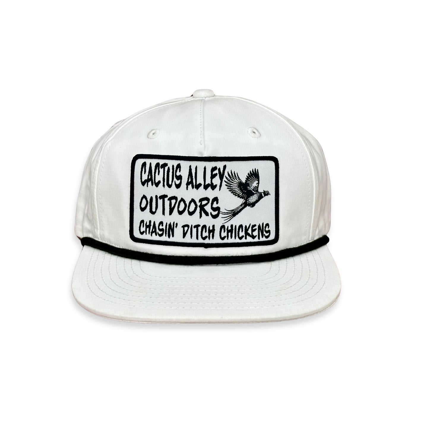 "Ditch Chickens" - CA 256 White/ Black Rope, Snapback Cap (2024)