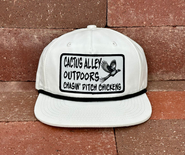 "Ditch Chickens" - CA 256 White/ Black Rope, Snapback Cap (2024)