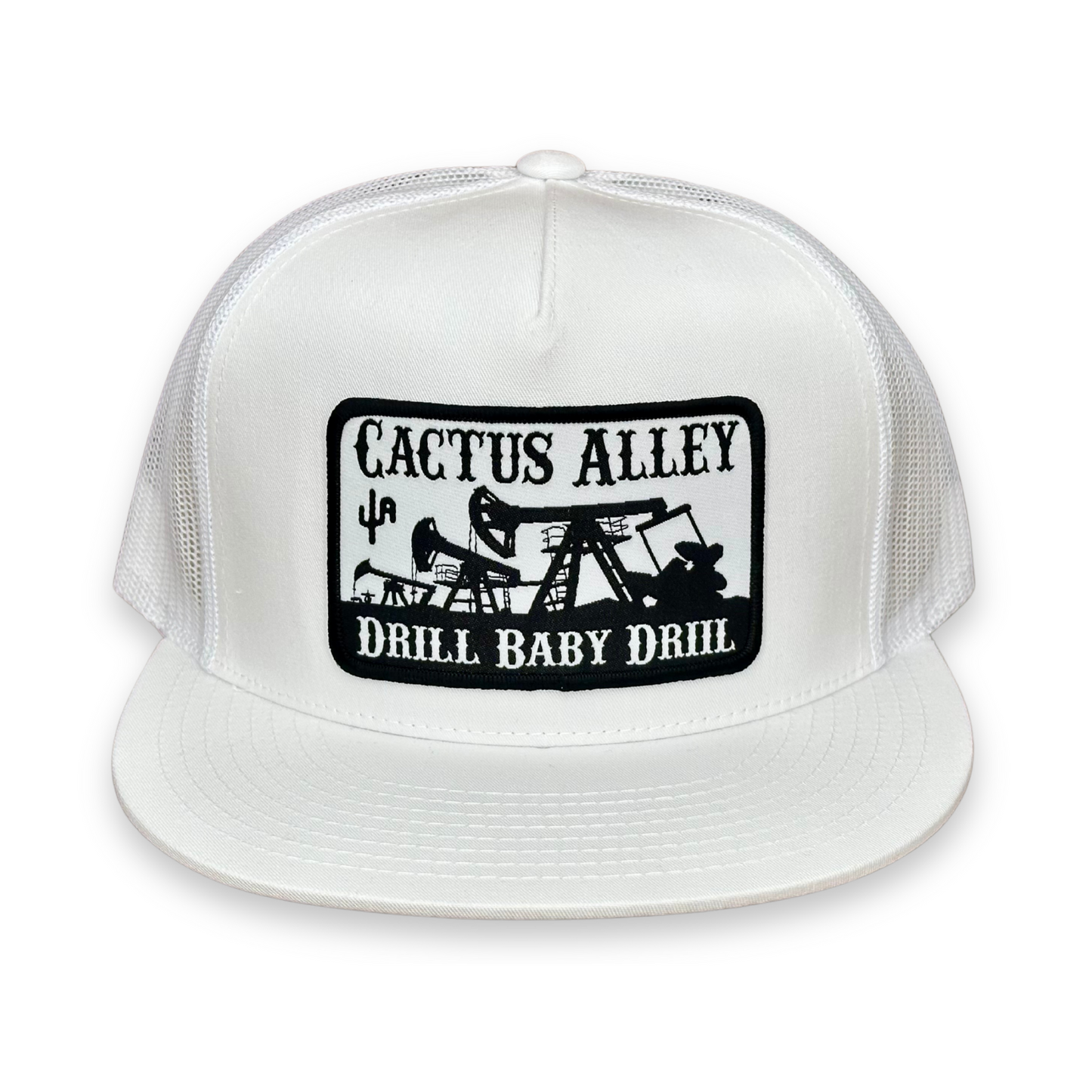 "Drill Baby Drill" - 6006 White/White Mesh, Snapback Cap