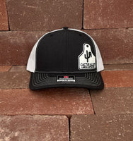 PVC "Ear Tag CA land & Cattle" - Richardson 112 Black/White Mesh, Snapback Cap (WESA JAN 2024)