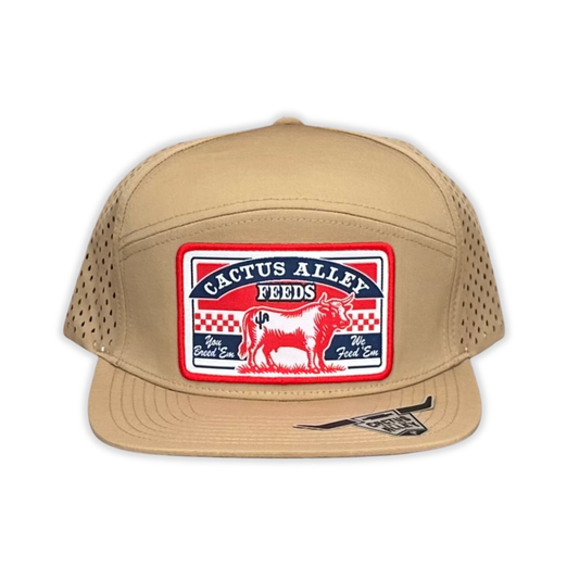 "El Toro" - CA 7 Panel Khaki Laser Holes, Snapback Cap