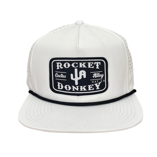 "Rocket Donkey" - CA6006 White Holes/ Black Rope, Snapback Cap (WESA JAN  2024)