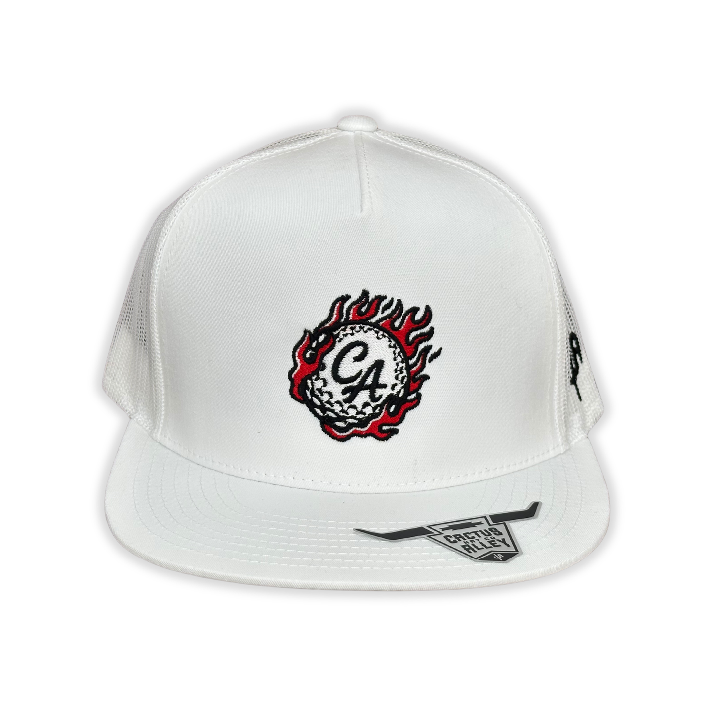 "Flamin' Balls" - 6006 White/ White Mesh, Snapback Cap