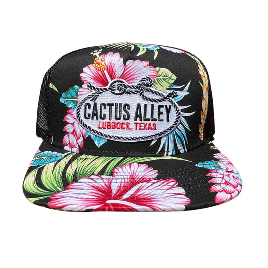 "Flank Rope" - Black Floral/Black Mesh, Snapback Cap (WESA JAN 2024)