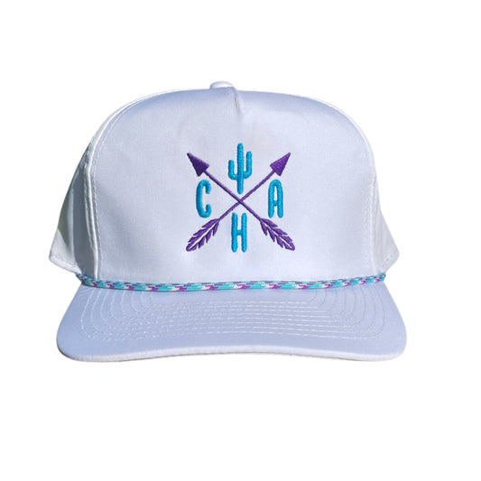 "Gravestone in Purple/Turquoise" - White Snapback Cap (WESA JAN 2024)