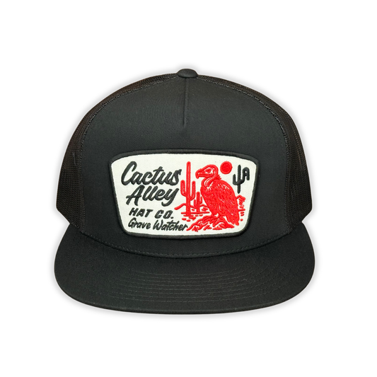 "Grave Watcher" - 6006 Black/ Black Mesh, Snapback Cap