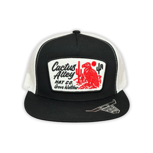 "Grave Watcher" - 6006 Black/ White Mesh, Snapback Cap