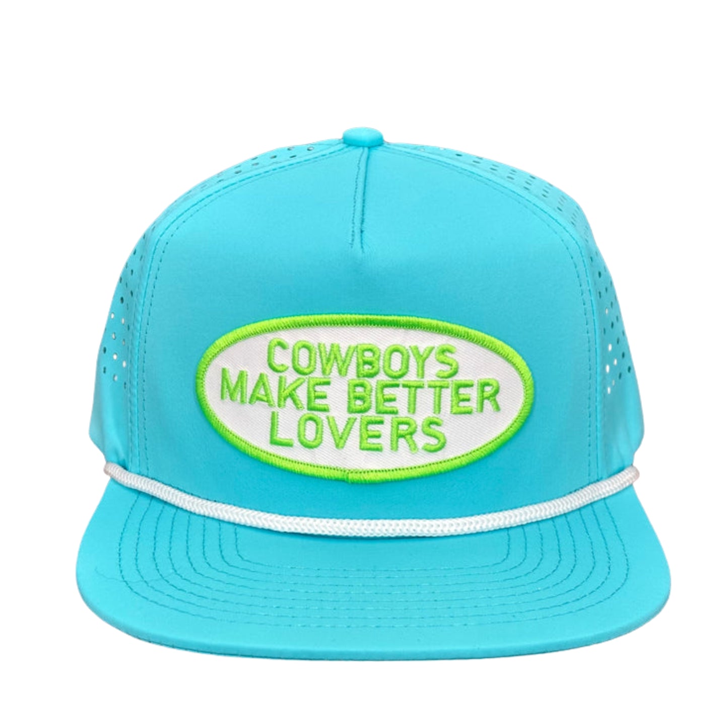 "GRNW Better Lovers" - CA Turquoise Laser Holes/ White Rope, Snapback Cap (WESA JAN 2024)